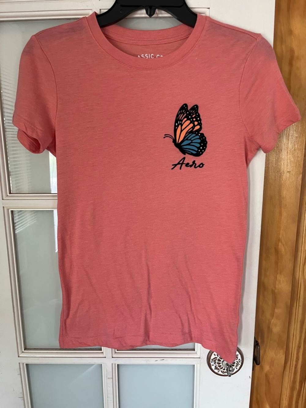 Aeropostale Coral Tee with Butterfly Graphic